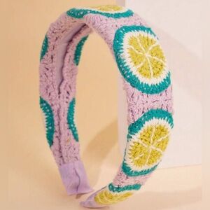Vibrant Crochet Headband with Lemon Design